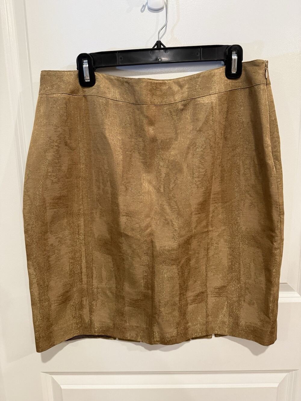 Kay Unger Skirt Size 14 Brown Metallic Pencil Straight Knee Length Career